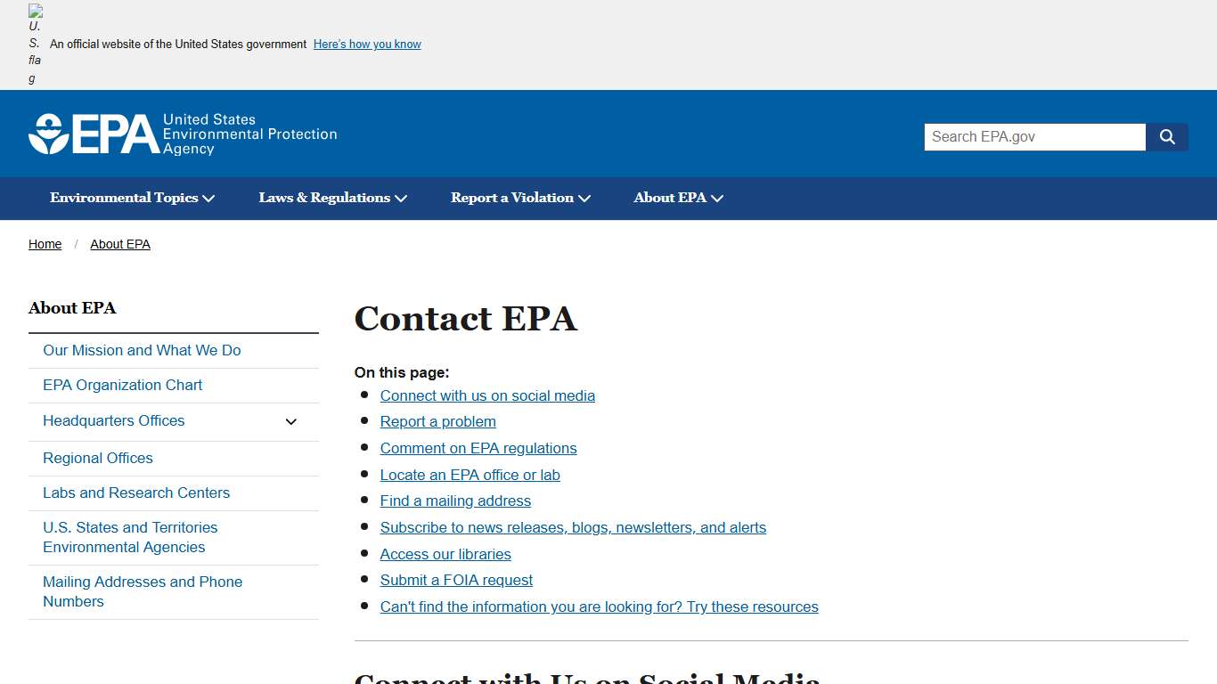 Contact EPA US EPA
