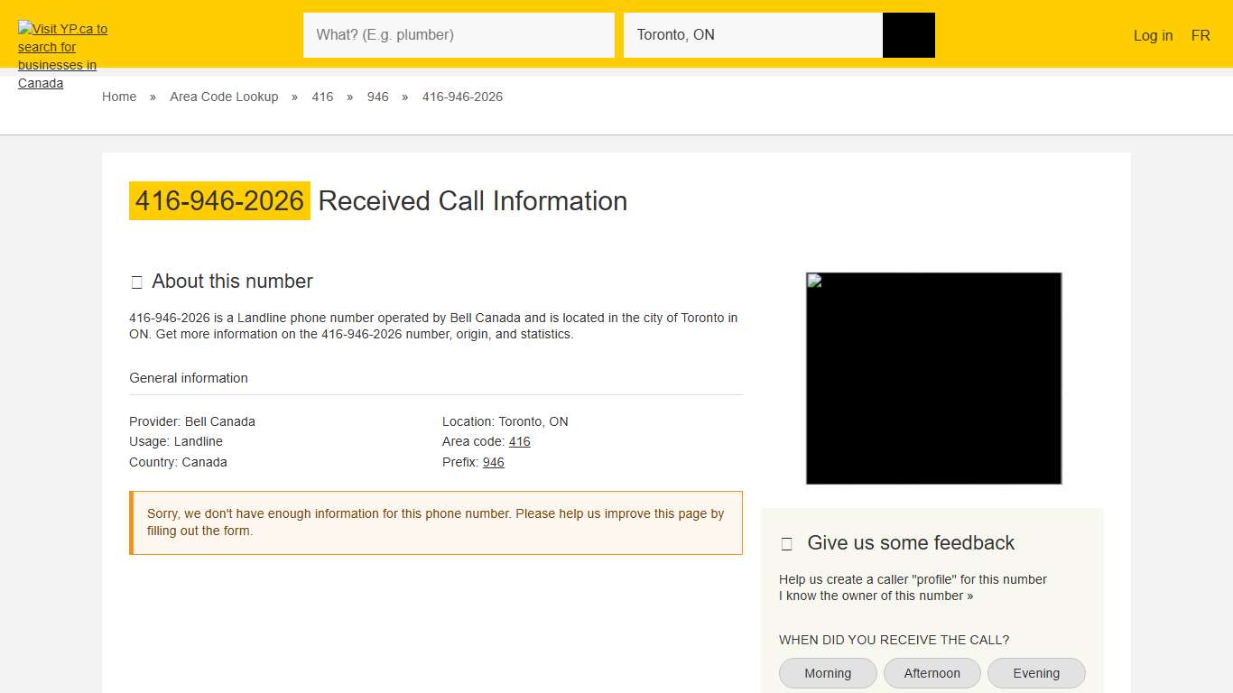 416-946-2026 14169462026 Who called from Toronto YP.CA